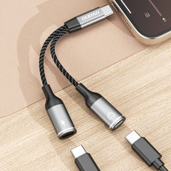 Dudao L13C+ 2-in-1 USB-C Audio & Charging Adapter – Gray