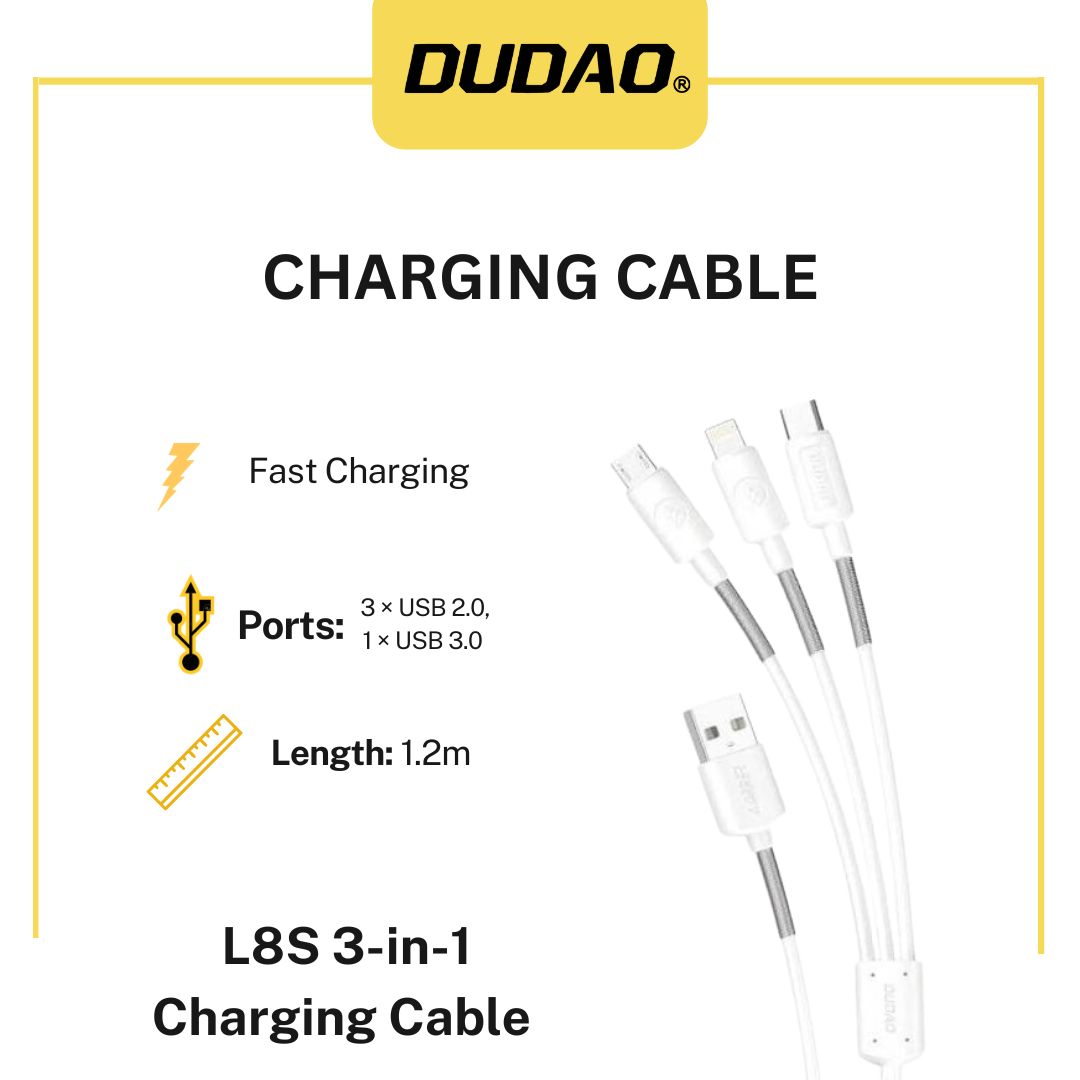 L8S 3-in-1 Fast Charging Cable Price In Pakistan