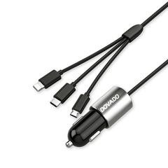 DUDAO R5ProN 3.4A Aluminum Alloy Car Charger with 1 USB Port & Built-in 3-in-1 Charging Cable