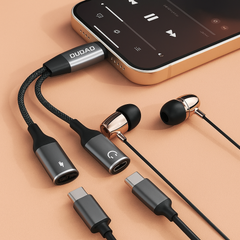 Dudao L13C+ 2-in-1 USB-C Audio & Charging Adapter – Gray
