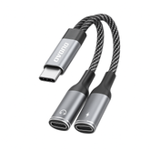 Dudao L13C+ 2-in-1 USB-C Audio & Charging Adapter – Gray