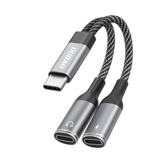 Dudao L13C+ 2-in-1 USB-C Audio & Charging Adapter – Gray