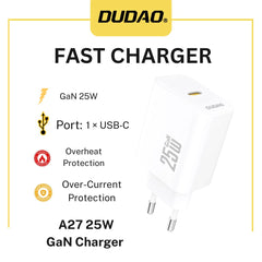 Dudao A27 25 W GaN USB‑C Wall Charger – White