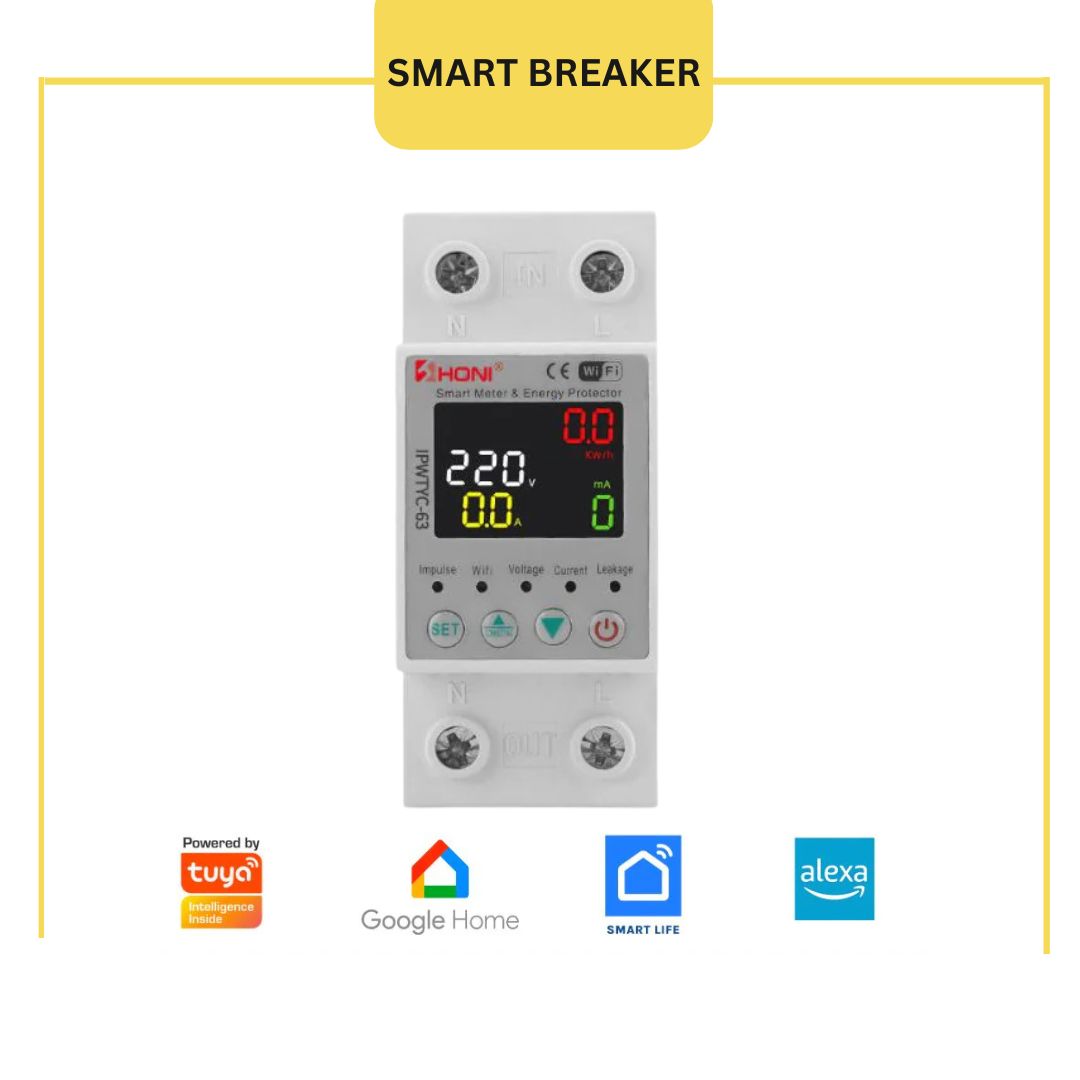 Smart Voltage Protector Circuit Breaker (63A + Color Display)