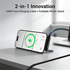 Dudao L34 240W Type-C Fast Charging Cable with 360° Foldable Stand