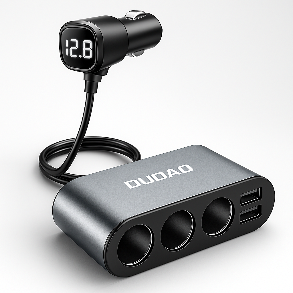 DUDAO R1PRO 3.4A Car Charger With 2USB 3 Lgnitors And LED Display-R1PRO