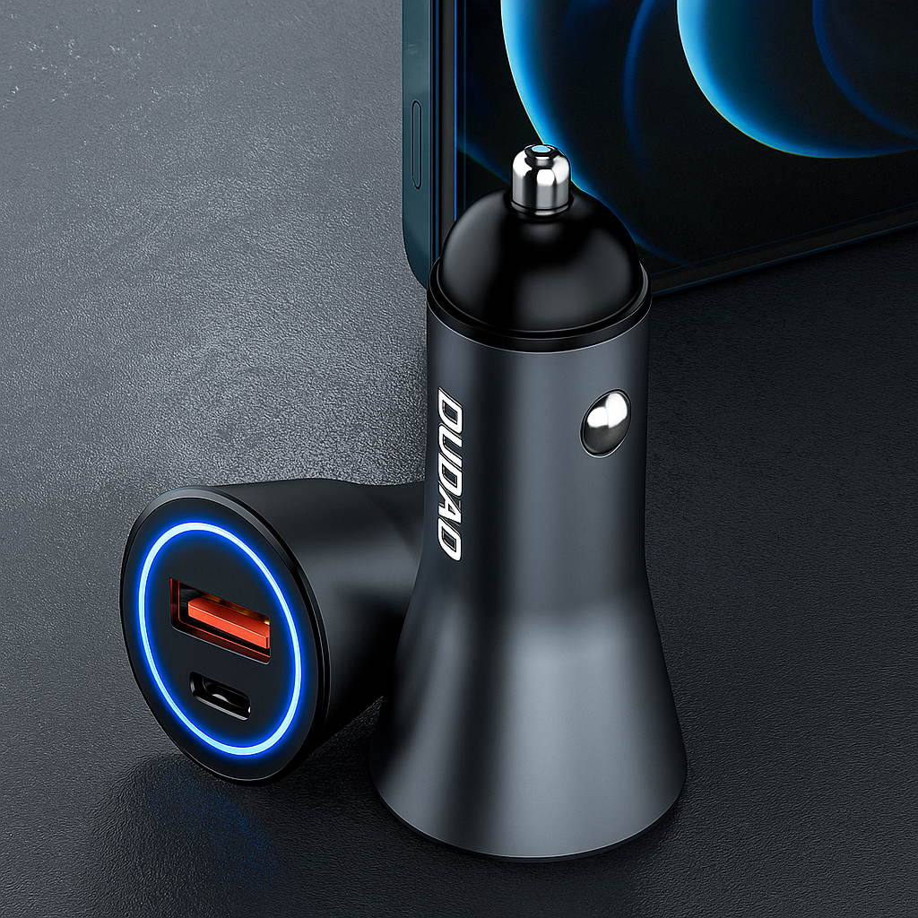 DUDAO R4MAX 55W PD & QC3.0 Metal Car Charger (USB + Type-C)