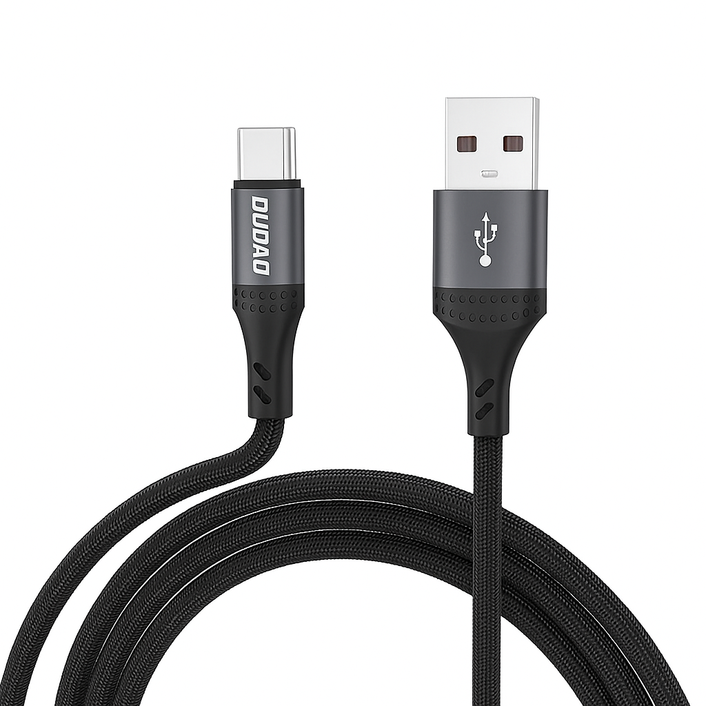 Dudao L3ST USB-A to USB-C 5A Fast Charging & Data Cable 1.2m Braided – Black