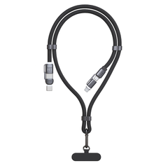 Dudao L20MAX 4-in-1 Charging Cable & Lanyard | USB-A / USB-C / Lightning | 65W PD & QC Fast Charge | 1.5m – Black