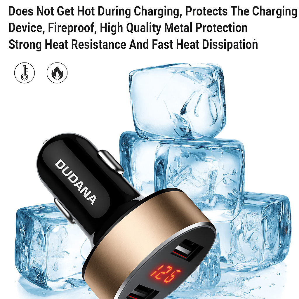 DUDAO R1s Dual USB 3.4A Fast Car Charger with Voltage Digital Display