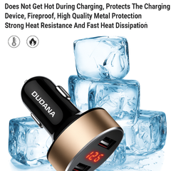 DUDAO R1s Dual USB 3.4A Fast Car Charger with Voltage Digital Display
