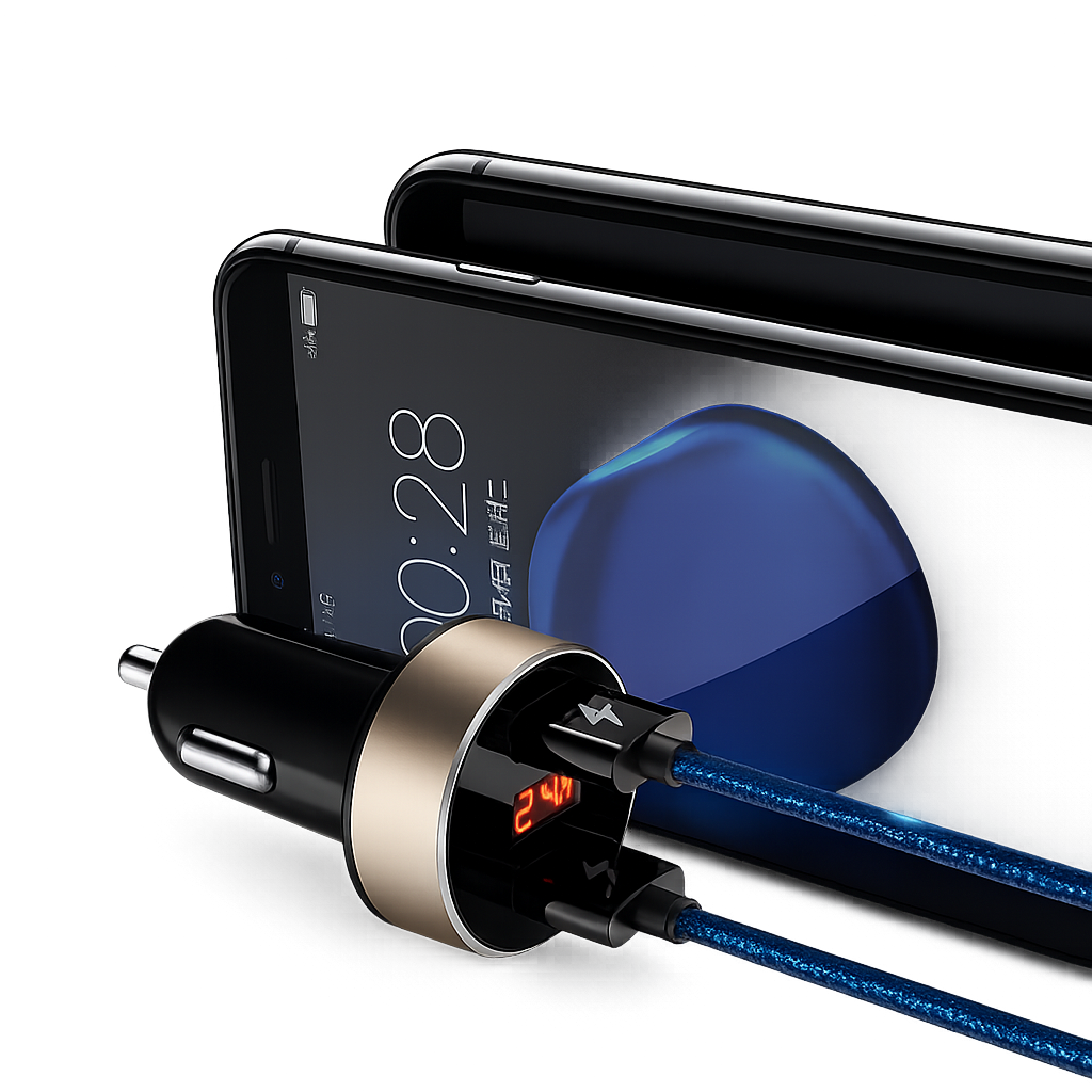 DUDAO R1s Dual USB 3.4A Fast Car Charger with Voltage Digital Display