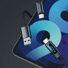 DUDAO L7C USB-C to USB-C Cable — 100W Power Delivery Fast-Charging with Real-Time Digital Power Display, 1 Meter (3ft), Braided Nylon