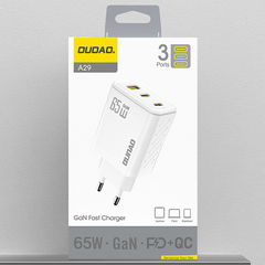 Dudao A29EU 65 W GaN Wall Charger with 2×USB‑C + 1×USB‑A – White