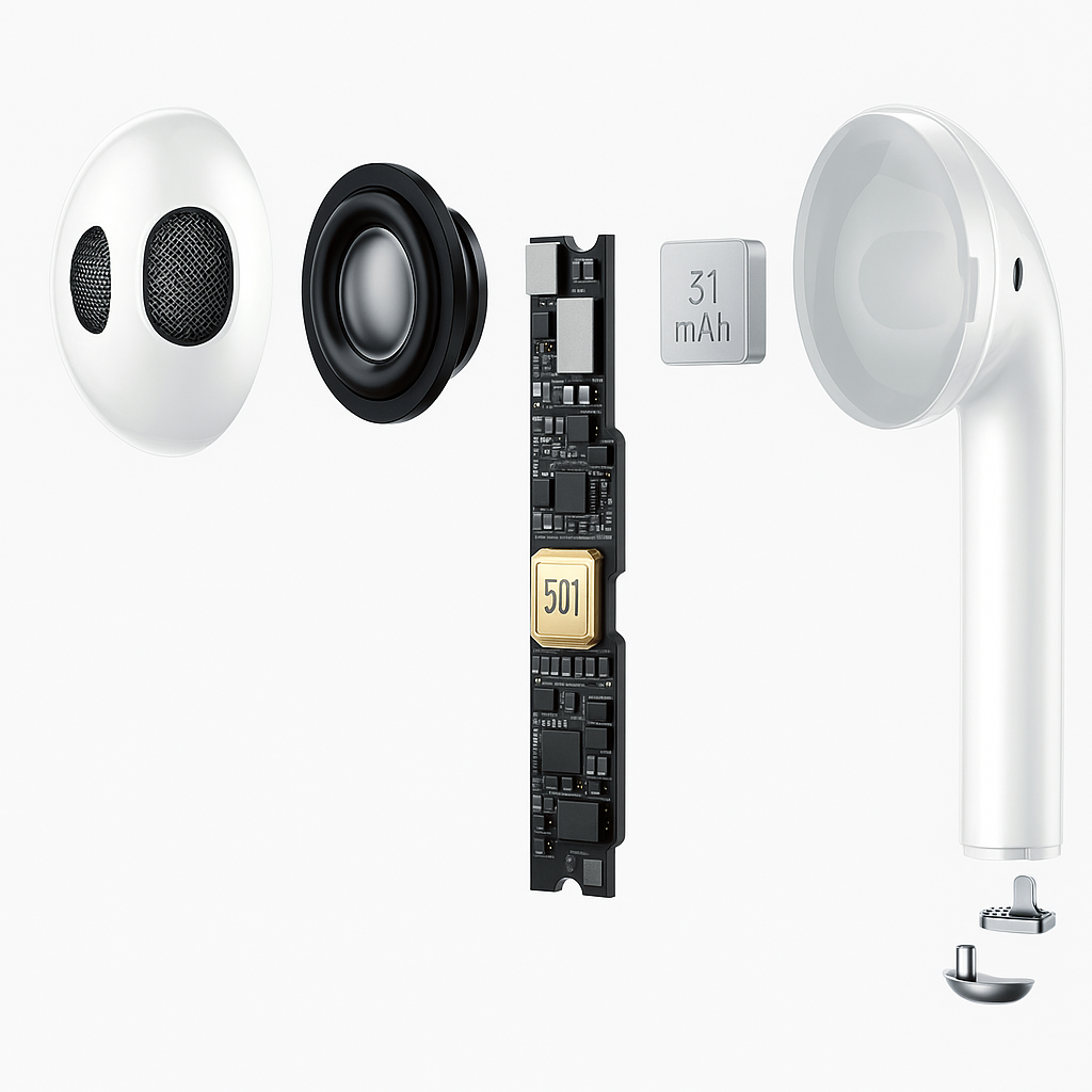 Dudao U10B TWS Earbuds – White, Comfort Fit, Auto-Pause, Long Battery