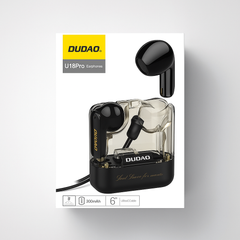 Dudao U18Pro TWS Earbuds – Black, Bluetooth 5.3, Transparent Case