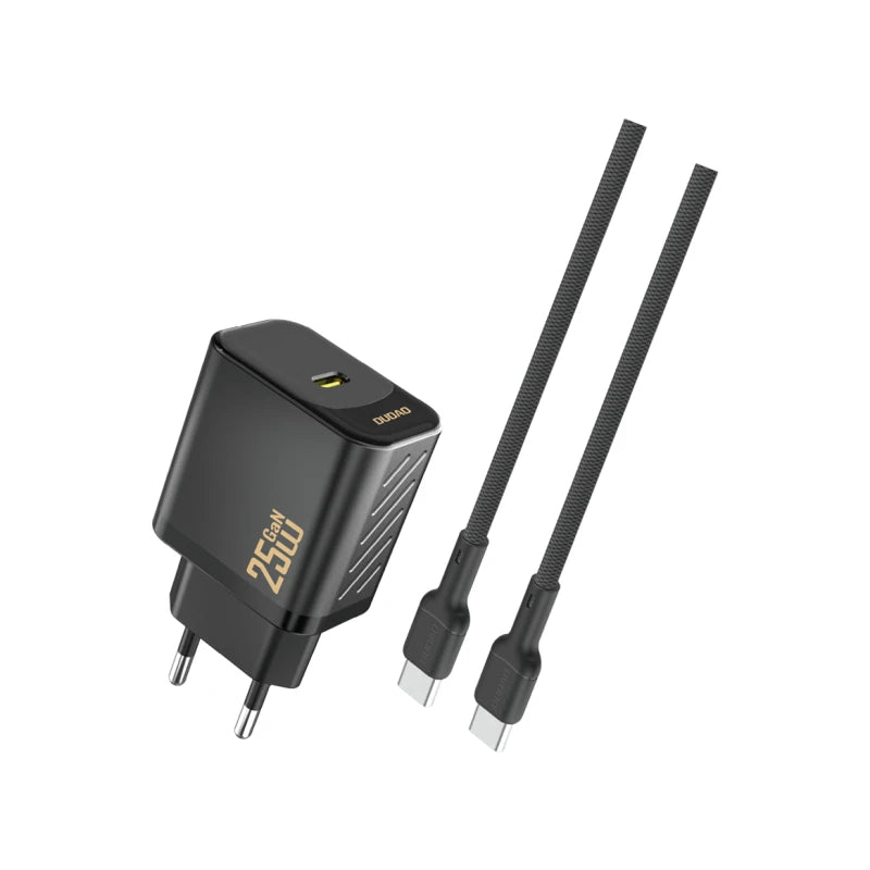 Dudao A27CEU AC Wall Charger with 25 W USB‑C Output and 1 m USB‑C Cable – Black