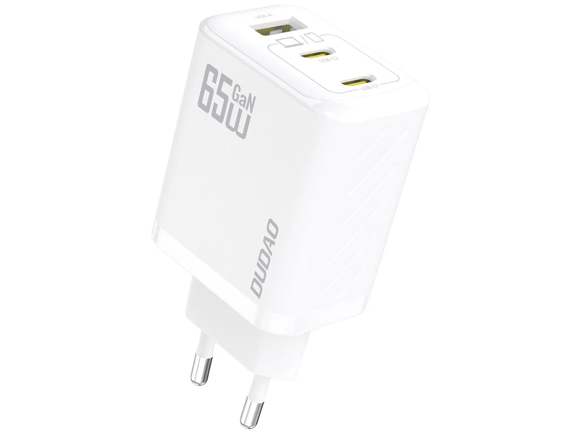 Dudao A29EU 65 W GaN Wall Fast Charger with 2×USB‑C + 1×USB‑A – White