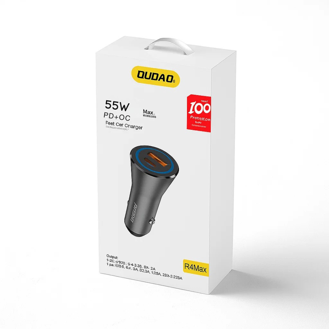 DUDAO R4MAX 55W PD & QC3.0 Metal Car Charger (USB + Type-C)