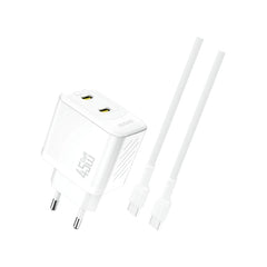 Dudao A28PC EU 45 W GaN USB-C Wall Charger with 1 m USB-C Cable – White