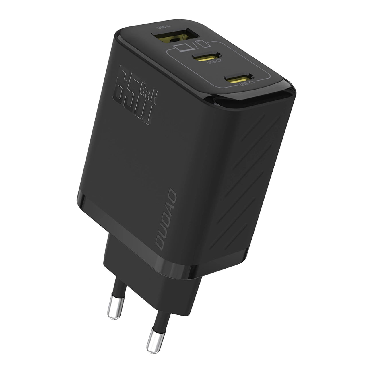 DUDAO A29C 65 W GaN USB-C Wall Charger with USB-A Port and 1.2 m USB‑C to USB‑C Cable – Black