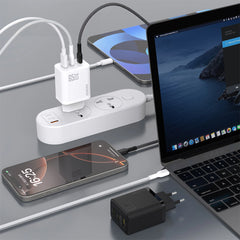 DUDAO A29C 65 W GaN USB-C Wall Charger with USB-A Port and 1.2 m USB‑C to USB‑C Cable – Black