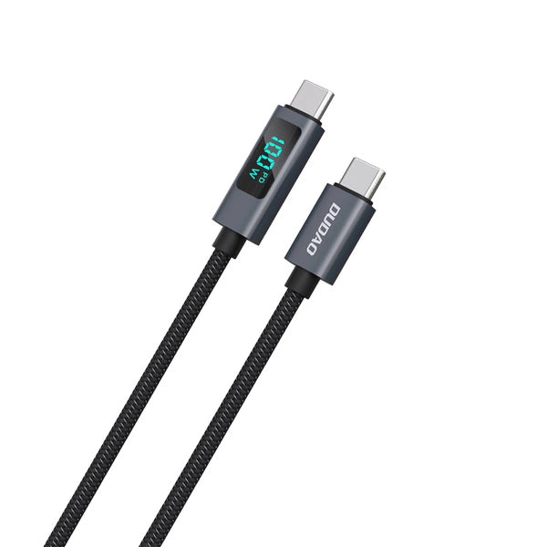 DUDAO L7C USB-C to USB-C Cable — 100W Power Delivery Fast-Charging with Real-Time Digital Power Display, 1 Meter (3ft), Braided Nylon
