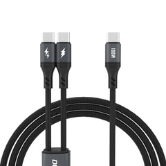 Dudao L3F 2-in-1 USB-C Cable 100W Fast Charging, 1.2m – Black